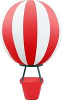 3d heet lucht ballon vector illustratie. rood en wit heet lucht ballon icoon 3d tekenfilm stijl.