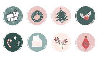 vector reeks van kleurrijk hand- getrokken logo ontwerp Sjablonen, pictogrammen en badges voor sociaal media hoogtepunt met schattig Kerstmis symbolen