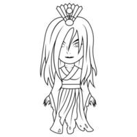 izanami chibi mascotte lijn kunst vector