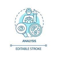 analyse turkoois concept icoon. studie potentieel risico redenen. haccp systeem element abstract idee dun lijn illustratie. geïsoleerd schets tekening. bewerkbare beroerte vector