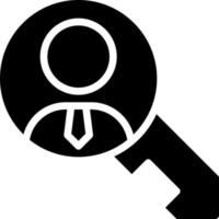 sleutel persoon zwart glyph icoon. belangrijk gekwalificeerd medewerker. geschoold leider. bedrijf professioneel arbeider. silhouet symbool Aan wit ruimte. solide pictogram. vector geïsoleerd illustratie