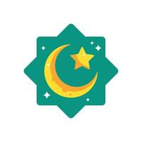 voor de helft maand en sterren geel met Islamitisch ster vorm geven aan. vlak ontwerp symbool. vector illustratie