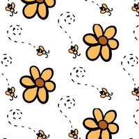 patroon over tuinieren. vector illustratie van bloemen en bijen. tuin zorg logo. tuinman, tuinieren banier