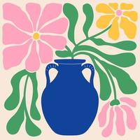 groovy tekening en abstract biologisch fabriek vormen kunst. matisse bloemen poster in modieus retro Jaren 60 jaren 70 stijl. vector