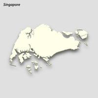 3d isometrische kaart van Singapore geïsoleerd met schaduw vector