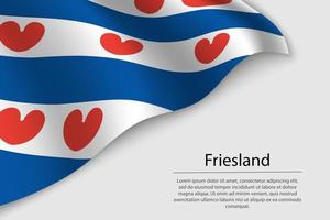 Golf vlag van friesland is een provincie van nederland. banier of r vector