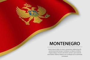 Golf vlag van Montenegro Aan wit achtergrond. banier of lint ve vector