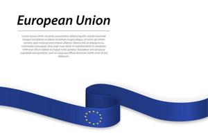 golvend lint of banier met vlag van Europese unie. sjabloon voor onafhankelijkheid dag vector