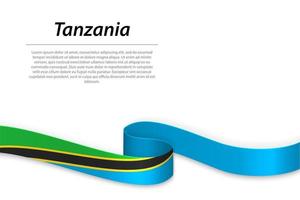 golvend lint of banier met vlag van Tanzania vector