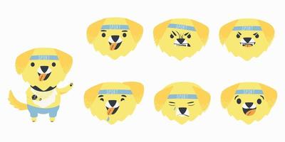 stel cartoon emoties karakter gele labrador retriever vector