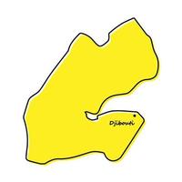 gemakkelijk schets kaart van Djibouti met hoofdstad plaats vector