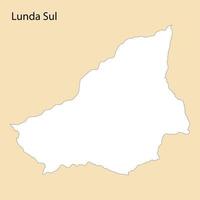 hoog kwaliteit kaart van lunda sul is een regio van Angola vector