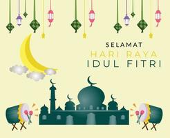 eid al fitr illustratie. gelukkig eid ul fitr mubarak. eid al fitr viering of hari raya idul fitri vector