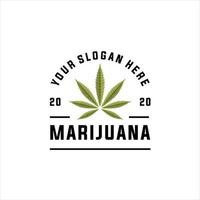 wijnoogst marihuana hennep hennep pot blad met zeshoek kader voor thc cbd teelt logo ontwerp vector