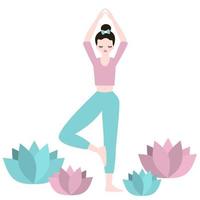 schattig kleurrijk vector illustratie met vrouw in yoga positie