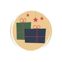 schattig Kerstmis geschenk doos icoon vector, illustratie Aan cirkel met borstel textuur, voor sociaal media verhaal en highlights vector