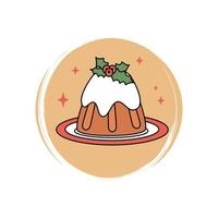 schattig Kerstmis pudding icoon vector, illustratie Aan cirkel met borstel textuur, voor sociaal media verhaal en highlights vector