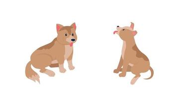 gelukkige puppy's egale kleur vector gedetailleerde tekenset