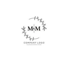eerste mm brieven mooi bloemen vrouwelijk bewerkbare premade monoline logo geschikt voor spa salon huid haar- schoonheid winkel en kunstmatig bedrijf. vector