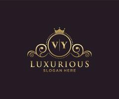 eerste vy brief Koninklijk luxe logo sjabloon in vector kunst voor restaurant, royalty, boetiek, cafe, hotel, heraldisch, sieraden, mode en andere vector illustratie.