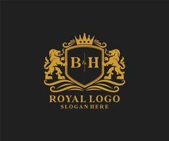 eerste bh brief leeuw Koninklijk luxe logo sjabloon in vector kunst voor restaurant, royalty, boetiek, cafe, hotel, heraldisch, sieraden, mode en andere vector illustratie.