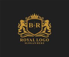 eerste br brief leeuw Koninklijk luxe logo sjabloon in vector kunst voor restaurant, royalty, boetiek, cafe, hotel, heraldisch, sieraden, mode en andere vector illustratie.