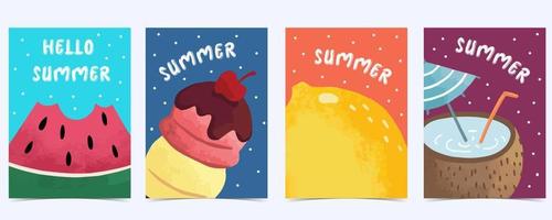 verzameling van zomer achtergrond reeks met fruit, watermeloen, citroen. bewerkbaar vector illustratie voor uitnodiging, ansichtkaart en website banier