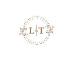 eerste lt brieven mooi bloemen vrouwelijk bewerkbare premade monoline logo geschikt voor spa salon huid haar- schoonheid winkel en kunstmatig bedrijf. vector