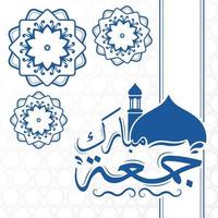 jumma mubarak Urdu schoonschrift post met mandala bloem ontwerp vector