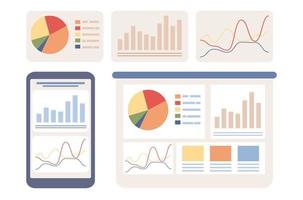 gegevens analytics icoon set. bedrijf analyse strategie. afzet oplossingen, financieel prestatie, boekhouding, statistieken concept. vector vlak illustratie