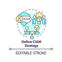 bepalen ciam strategie concept icoon. ontwikkelen bedrijf plan. verbeteren workflow abstract idee dun lijn illustratie. geïsoleerd schets tekening. bewerkbare beroerte vector