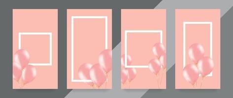 feestelijke banner met roze helium ballonnen. kadersamenstelling met ruimte voor uw tekst. handig voor aankondiging, poster, flyer, wenskaart vector
