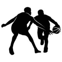 een reeks van gedetailleerd silhouet basketbal spelers in veel van verschillend poses vector
