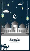 Ramadan kareem van uitnodigingen ontwerp papier besnoeiing islamitisch. vector illustratie - vector