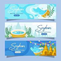 songkran waterfestival banner collectie vector