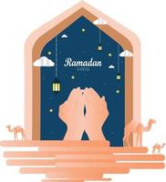 Ramadan kareem van uitnodigingen ontwerp papier besnoeiing islamitisch. vector illustratie - vector