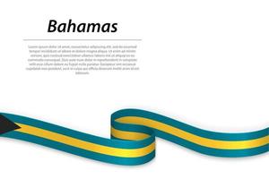 golvend lint of banier met vlag van Bahamas vector