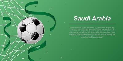 voetbal achtergrond met vliegend linten in kleuren van de vlag van saudi Arabië vector