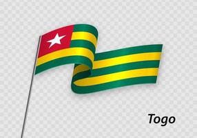 wapperende vlag van togo op vlaggenmast. sjabloon voor onafhankelijkheidsdag vector