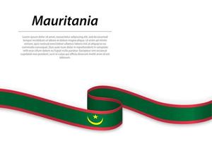 golvend lint of banier met vlag van mauritania vector
