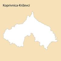 hoog kwaliteit kaart van koprivnica-krizevci is een regio van Kroatië vector