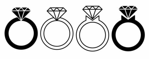 schets silhouet bruiloft ring icoon reeks geïsoleerd Aan wit achtergrond vector
