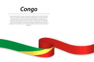 golvend lint of banier met vlag van Congo vector