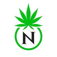 hennep logo teken concept n alfabet symbool voor therapie, medisch en Gezondheid zorg en marihuana logo. vector