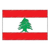 hand- getrokken schetsen vlag van Libanon. tekening stijl icoon vector