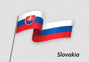 wapperende vlag van slowakije op vlaggenmast. sjabloon voor onafhankelijkheid d vector