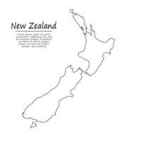 gemakkelijk schets kaart van nieuw Zeeland, in schetsen lijn stijl vector