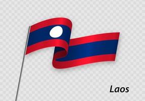 wapperende vlag van laos op vlaggenmast. sjabloon voor onafhankelijkheidsdag vector