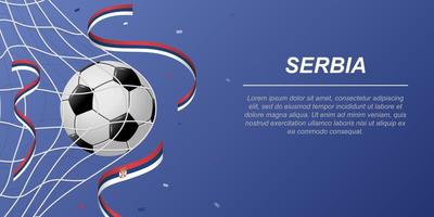 voetbal achtergrond met vliegend linten in kleuren van de vlag van Servië vector