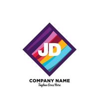 jd eerste logo met kleurrijk sjabloon vector